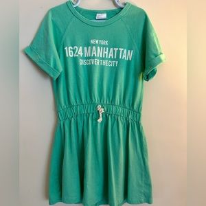 ZARA Girls Mint Green Elastic Waist Short Sleeve T-shirt Dress Size 7
